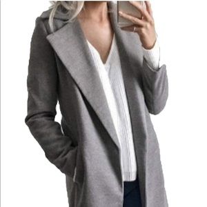 Stunning grey long wool lapel coat.